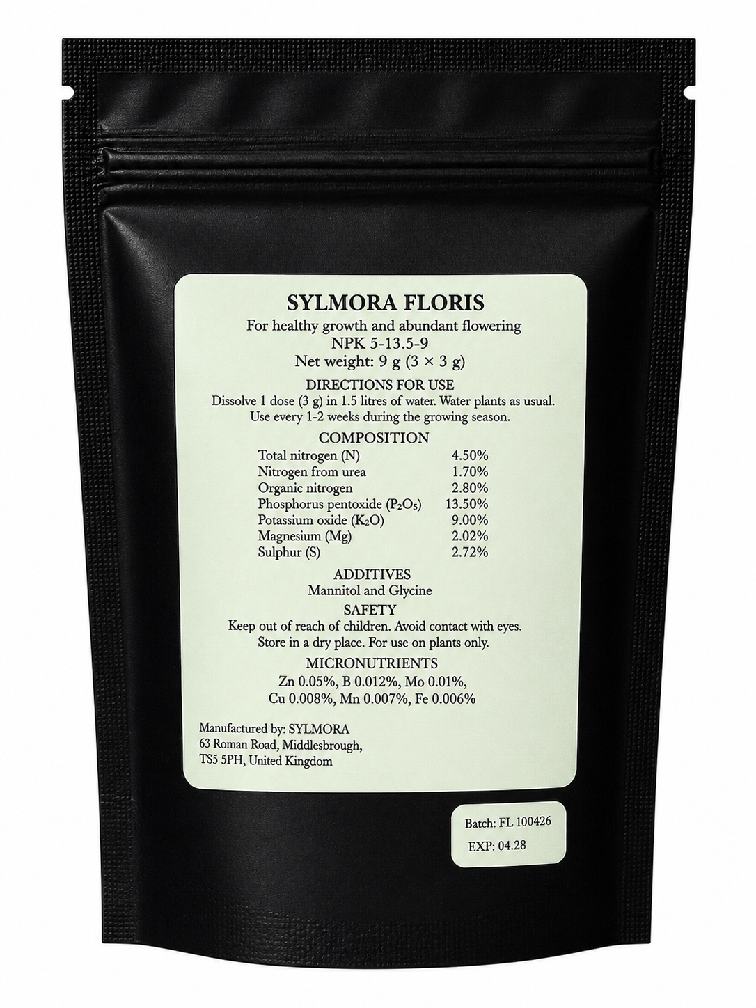 SYLMORA FLORIS back label